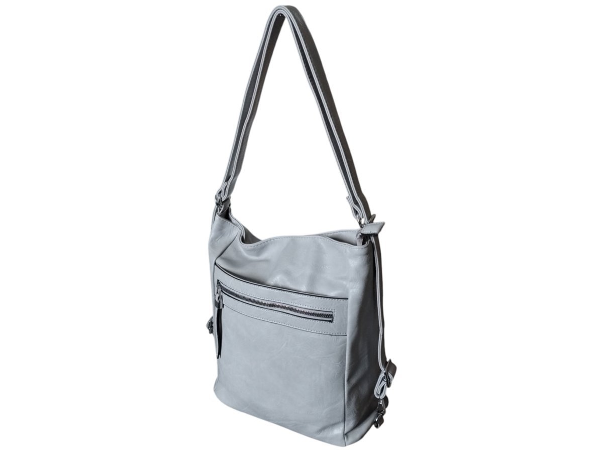 Torebka Damska Torebko-Plecak, Miejska Listonoszka Na Ramię, Kolor Szary