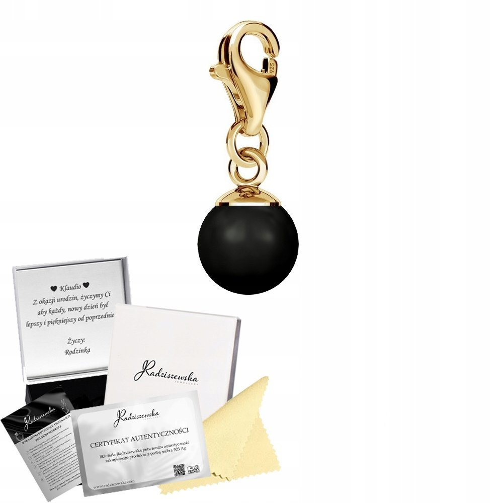Charms Złoty z Perłą Różne Kolory SREBRO 925 Prezent DEDYKACJA GRATIS