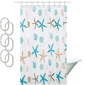 Zasłony prysznicowe - Zasłona prysznicowa Estiva PEVA 120x200 wzór muszle beż - miniaturka - grafika 1