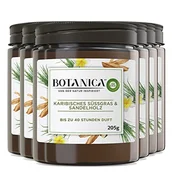 Świece - Botanica by Air Wick 6 x świeca zapachowa w słoiku – do 40 godzin na świecę – zapach: słodka trawa i drzewo sandałowe – zrównoważona produkcja z naturalnych składników – 6 x 205 g świeca w słoiku - miniaturka - grafika 1