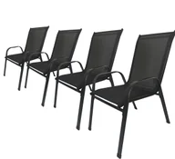 Fotele i krzesła ogrodowe - 4x MOCNE METALOWE NOWOCZESNE KRZESŁO OGRODOWE MINORKA CZARNE - miniaturka - grafika 1