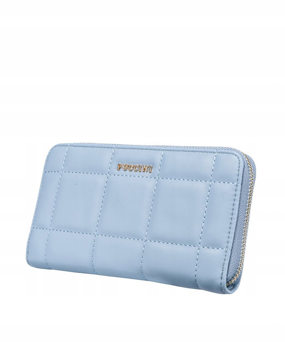 Portfel Damski Duży Na Karty PUCCINI Błękitny Pikowany Na Zamek BLP832A 7B