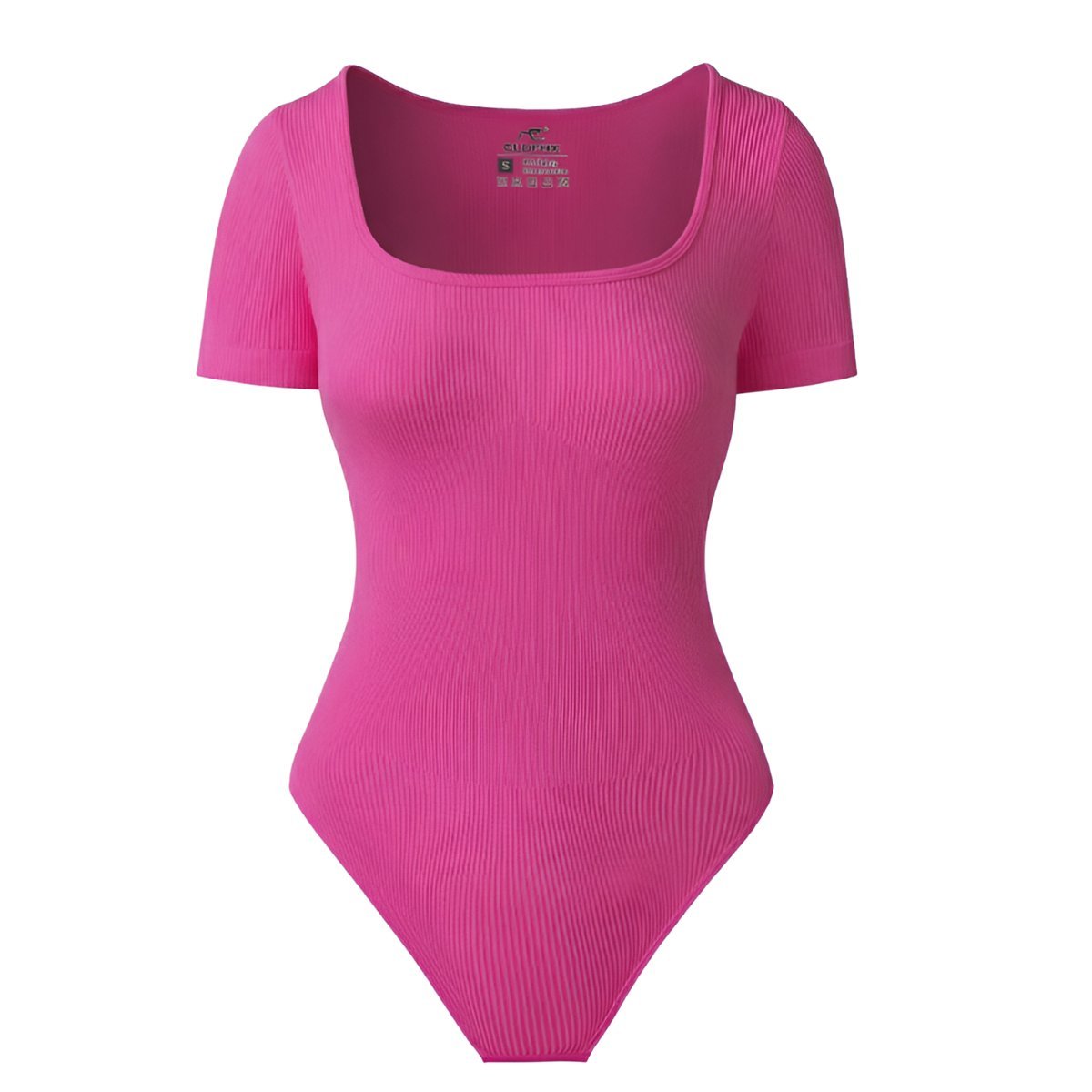 Damskie Body Modelujące Krótki Rękaw Basic Treningowe Sportowe Różowe L