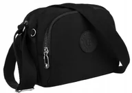 Torebki damskie - Mała czarna torebka damska z nylony miejska listonoszka na ramię szeroki pasek kieszonki na suwak PETERSON - miniaturka - grafika 1