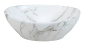 Umywalki - Biała okrągła umywalka ceramiczna z motywem marmuru R5-C11 - miniaturka - grafika 1