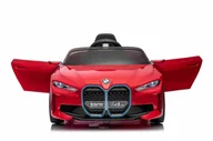 Pojazdy elektryczne dla dzieci - Autko BMW I4 na akumulator dla dzieci Czerwony + Wolny Start + EVA + Ekoskóra + Audio LED + Pilot - miniaturka - grafika 1