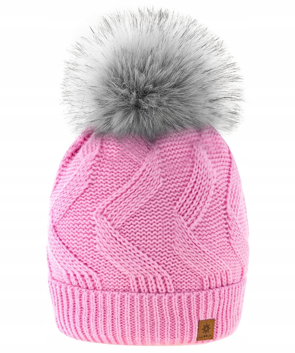Zimowa CZAPKA CIEPŁA pompon i polar Woolk Leila+