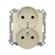 Gniazdka elektryczne - Kontakt Simon Gniazdo podwójne z uziemieniem Simon 55 - szampański mat - miniaturka - grafika 1