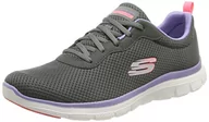 Sneakersy damskie - Skechers Damskie sneakersy Flex Appeal 4.0 Brilliant View, Wykończenie lawendowe z siatki węglowej, 37.5 EU - miniaturka - grafika 1