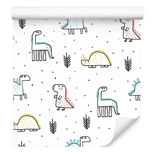 Tapeta dinozaury kropki rośliny do pokoju chłopca - Tapety - miniaturka - grafika 1