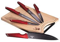 Noże - Czerwone stalowe noże w komplecie z deską do krojenia L3-M13 - miniaturka - grafika 1