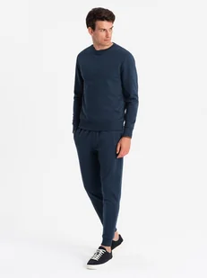 Komplet dresowy bawełniany męski BASIC bluza + joggery granatowy V1 Z84 XXL - Dresy męskie - miniaturka - grafika 1