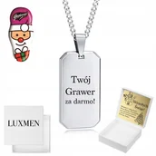 Łańcuszki - NIEŚMIERTELNIK MĘSKI Z GRAWEREM SREBRNY ŁAŃCUSZEK PANCERKA STAL NA PREZENT - miniaturka - grafika 1