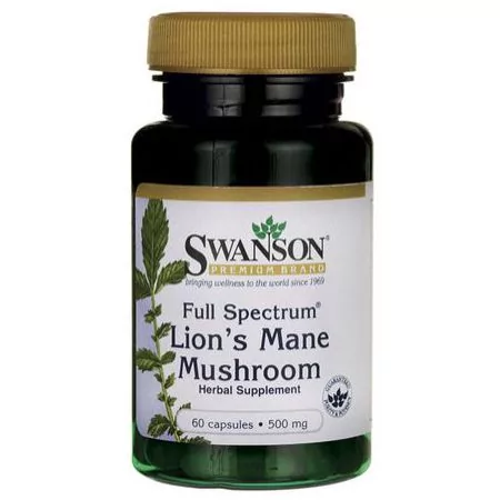 Swanson, Usa Full Spectrum Lion`s mane (Soplówka) 500 mg - suplement diety 60 kaps.