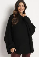 Swetry damskie - Czarny Golf z Wełną o Kroju Oversize Avalentirae - miniaturka - grafika 1