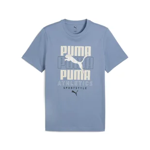 Męska koszulka z nałożonymi na siebie grafikami PUMA Cool Blue - Koszulki sportowe męskie - miniaturka - grafika 1