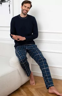 Bawełniana piżama męska Ruben, Kolor granatowy-wzór, Rozmiar M, Italian Fashion - Intymna - Piżamy męskie - miniaturka - grafika 1