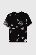 Koszulki dla chłopców - adidas t-shirt bawełniany dziecięcy kolor czarny wzorzysty - miniaturka - grafika 1