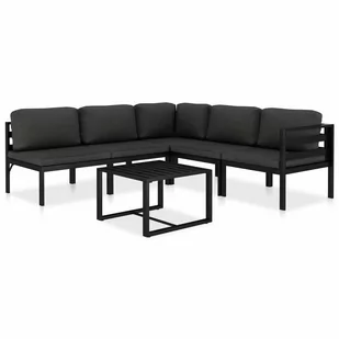 vidaXL 6-cz. zestaw wypoczynkowy, poduszki, aluminium, antracyt - Meble ogrodowe - miniaturka - grafika 1