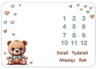 Koce i narzuty dla dzieci - Foto kocyk dziecięcy Mata do zdjęć dla dziecka z miśkiem w serduszka 100x75 - miniaturka - grafika 1