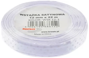 Brewis Wstążka dekoracyjna kropki 12mmx22m biała - Pasmanteria - miniaturka - grafika 1