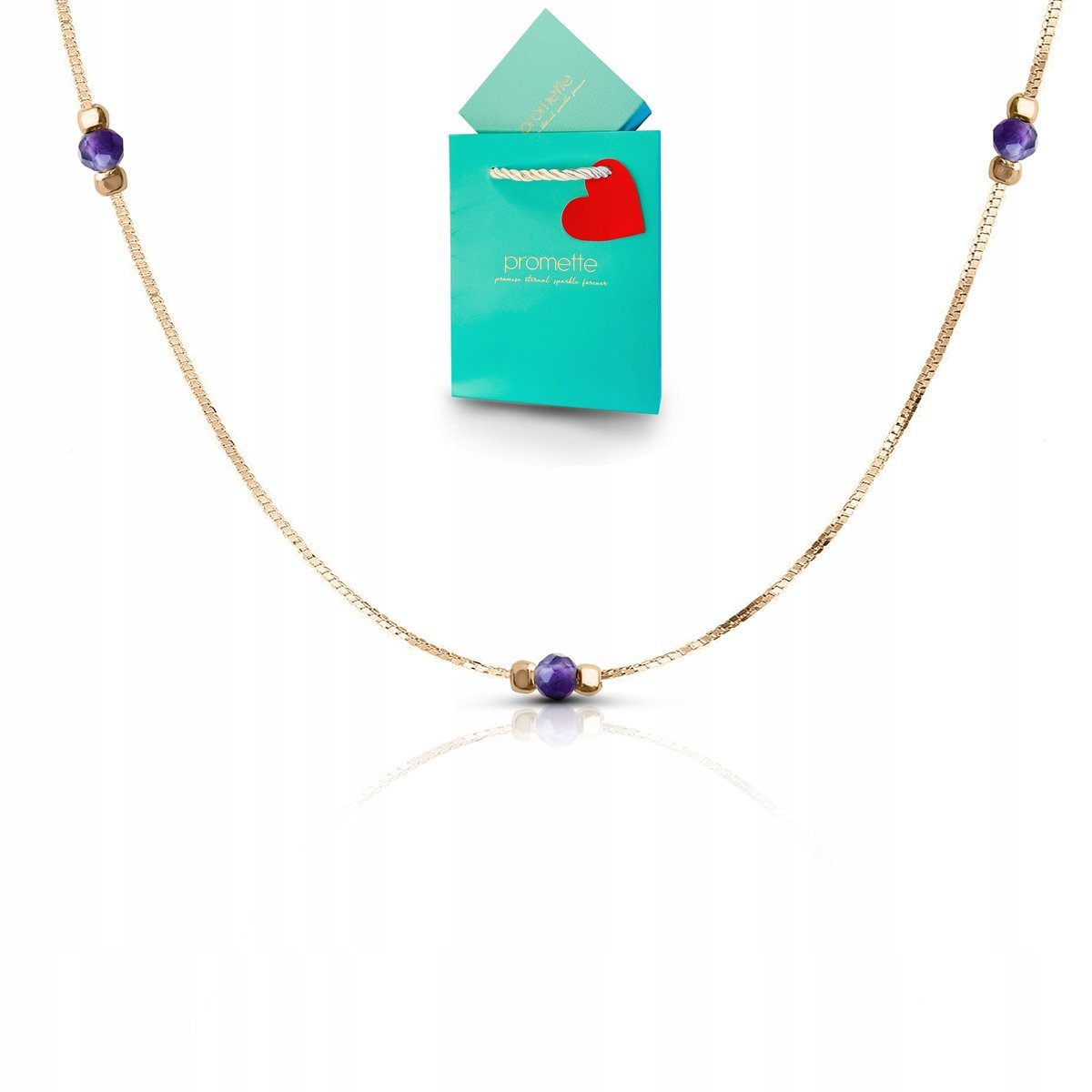 Naszyjnik z ametystem celebrytka z kamieniami naturalnymi choker złoty 925