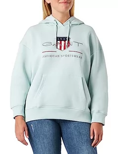 GANT Damska bluza z kapturem Rel Archive Shield, Dusty Turquoise, XXL - Bluzy damskie - miniaturka - grafika 1