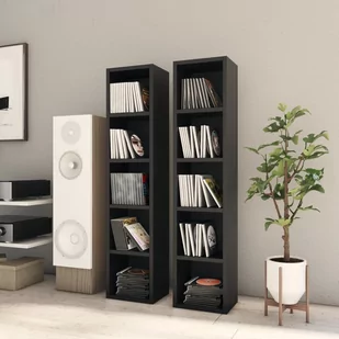 vidaXL Szafki na płyty CD, 2 szt., czarne, 21x16x93,5cm, płyta wiórowa vidaXL - Pudełka i akcesoria na płyty CD - miniaturka - grafika 1