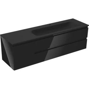 Mexen Orio szafka łazienkowa 160 cm z umywalką Vela prawą, 2S, 1D, czarna połysk/czarna mat - 91A13-16047-3-BBFFF70-W23P71 - Szafki łazienkowe - miniaturka - grafika 1