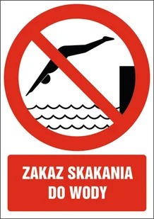 Tabliczka Zakaz skakania do wody 30x42cm PCV 3mm - Akcesoria BHP - miniaturka - grafika 1