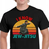 Koszulki męskie - P345 KOSZULKA MĘSKA CZARNA BAWEŁNA Jew Jitsu I KNOW JEW-JITSU L - miniaturka - grafika 1