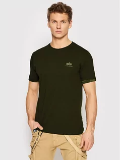Koszulki męskie - Alpha Industries T-Shirt Roll-Up 106509 Brązowy Regular Fit - grafika 1