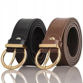Paski - Pasek do Spodni Czarny Skórzany Szeroki Damski x2 - miniaturka - grafika 1