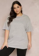 Koszulki i topy damskie - Szary Bawełniany T-shirt Oversize Thenika - miniaturka - grafika 1