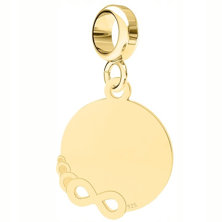 Charms Złoty Okrągła Blaszka Nieskończoność Koło Kółko Love SREBRO 925
