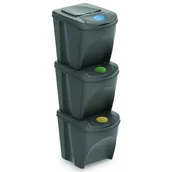 Kosze na śmieci - Kosz do segregacji śmieci Sortibox 20 l, 3 szt., szary - miniaturka - grafika 1