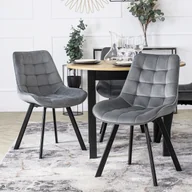 Krzesła - Zestaw 4x Krzesło Tapicerowane do Salonu RICK Szare Welurowe Nowoczesne Loft - miniaturka - grafika 1