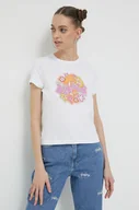 Koszulki sportowe damskie - Vans t-shirt bawełniany kolor biały - miniaturka - grafika 1