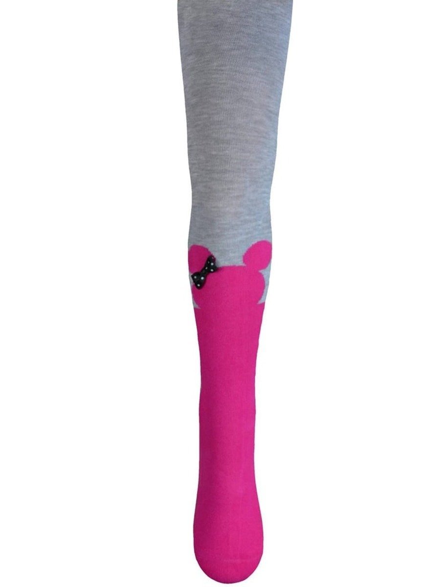 Dziewczęce rajstopy bawełniane myszka szare Milusie r.104/110