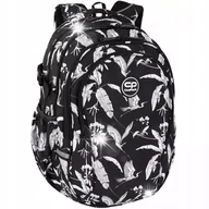 Plecaki szkolne i tornistry - PLECAK SZKOLNY MŁODZIEŻOWY DLA DZIEWCZYN CZARNY KWIATY LIŚCIE ZANZI - miniaturka - grafika 1