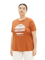 Koszulki i topy damskie - TOM TAILOR Damska koszulka Plussize ze wzorem serca, 31650 - Terakota Brown, 52 - miniaturka - grafika 1