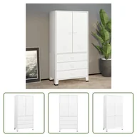 Szafy - The Living Store Szafa industrialna biała 90x50x180 cm metalowa - miniaturka - grafika 1