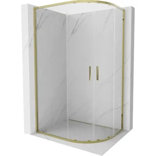 Mexen Exo kabina prysznicowa półokrągła rozsuwana 100 x 90 cm, transparent, złota - 8132-100-090-50-00 - Kabiny prysznicowe - miniaturka - grafika 1