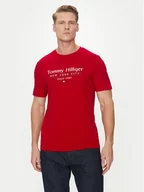 Koszulki męskie - Tommy Hilfiger T-Shirt Center Stack MW0MW38621 Czerwony Regular Fit - miniaturka - grafika 1
