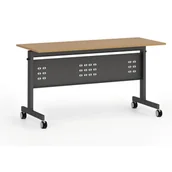 Biurka - Mobilny stół PRIMO MOBI, 1400 x 600 mm, podstawa czarna, buk - miniaturka - grafika 1