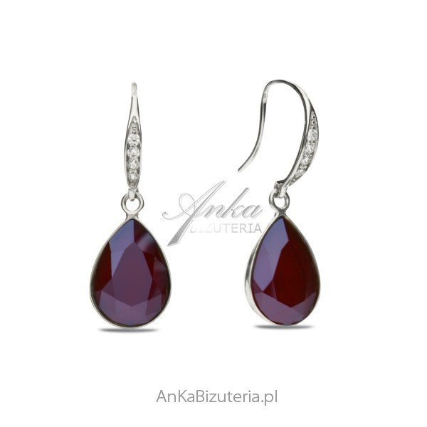 ankabizuteria.pl Kolczyki srebrne Classy Pear Swarovski w kolorze Dar