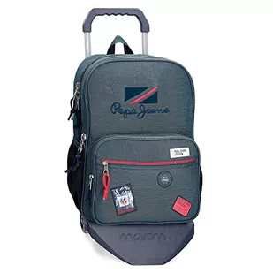 Pepe Jeans Kay Plecak szkolny Podwójna komora z wózkiem Niebieski 15.6L 30x40x12 cms Poliester, niebieski, Talla única, Plecak szkolny podwójny schowek z wózkiem - Plecaki szkolne i tornistry - miniaturka - grafika 1