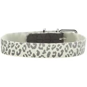 Obroże dla psów - Ecolife HUNTER OBROŻA DLA PSA CONVENIENCE REFLECT GLOW LEOPARD BIAŁA dł 35 szer 2cm - miniaturka - grafika 1