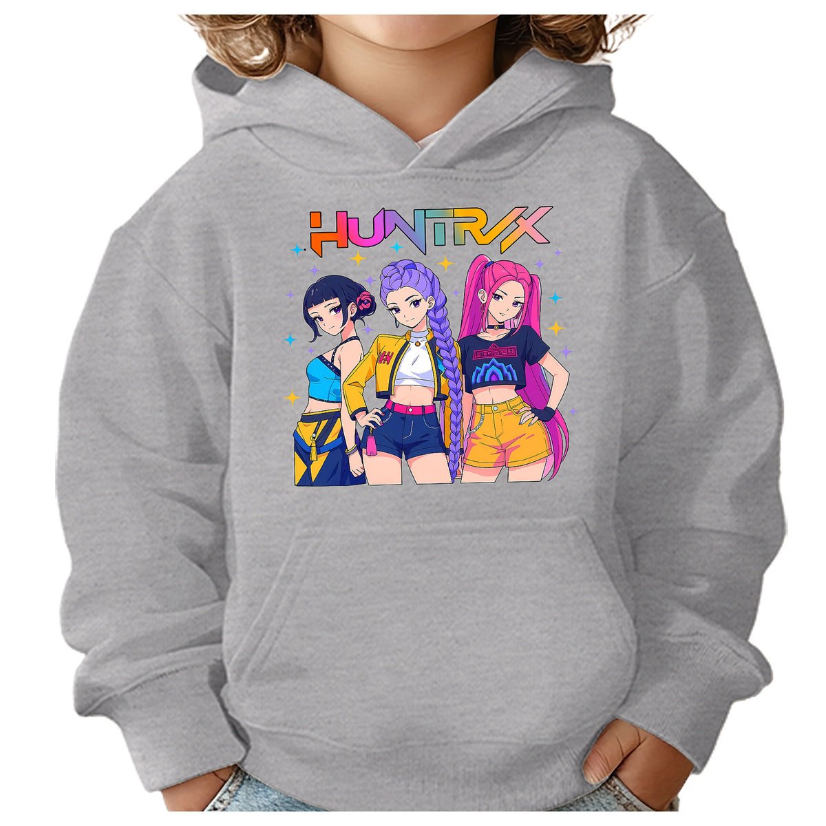 BLUZA DZIECIĘCA KPOP DEMON HUNTERS HUNTRIX 104 Z KAPTUREM BAWEŁNIANA