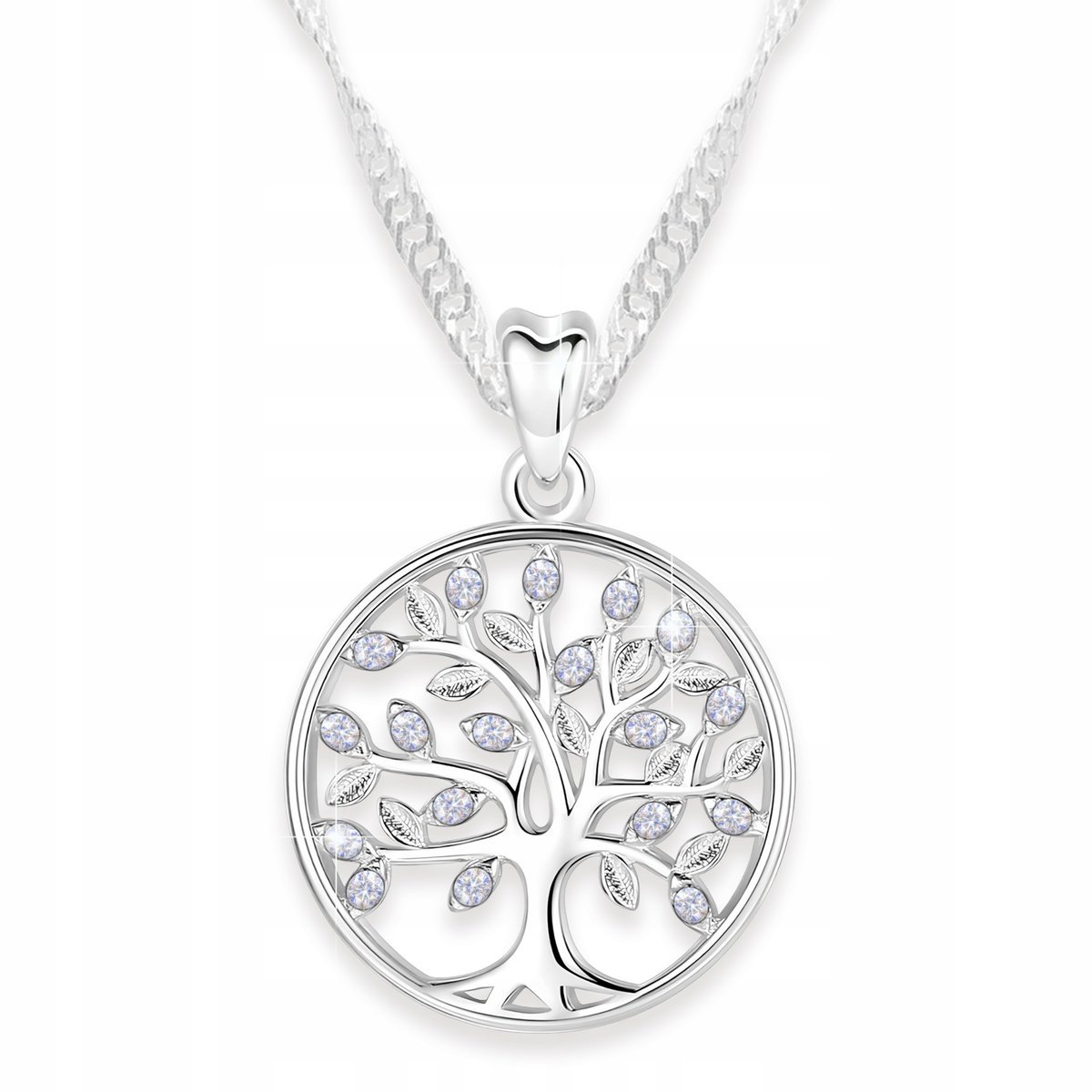Naszyjnik Srebrny Drzewko Życia Cyrkonia Drzewo Szczęścia SREBRO 925